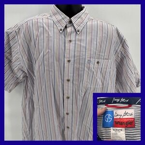 Wrangler George Strait Cowboy Cut  Mens XL  Short Sleeve Button Up Shirt Stripes